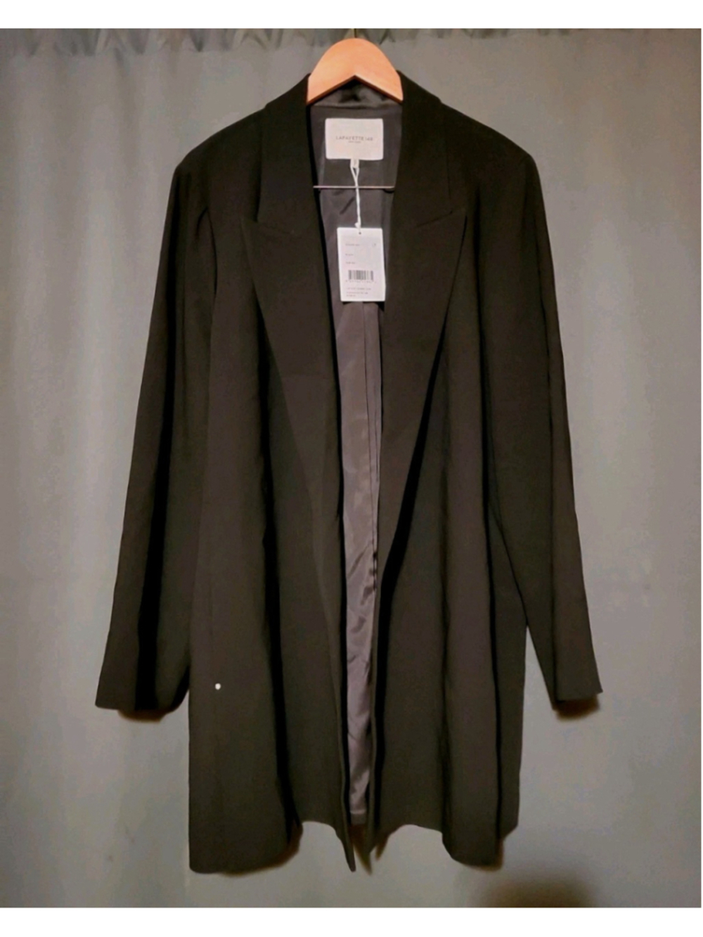 Lafayette 148 Long Blazer Classic Open Black Quiet Luxury Minimalist Size 2X NWT